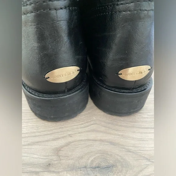 Jimmy Choo Womens 6.5 Biker Boots Black Leather Size 37 Moto Boots Soft Leather - Picture 8 of 12